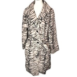 Dennis by Dennis Basso Sz 3X Animal Print Rain Trench Coat Belted Classic Retro